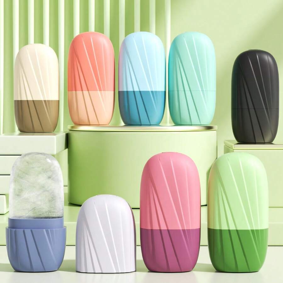 1pc Facial & Eye Ice Roller, Silicone Ice Mold For Face Massage & Icing, Face Roller With Leak-Proof Cover - Multicolor - View 1