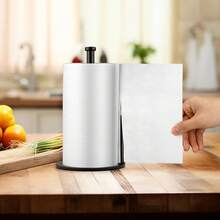 1 Set Stainless Steel Paper Towel Holder, Kitchen Paper Towel Dispenser & Cling Film Rack - Silver - View 5