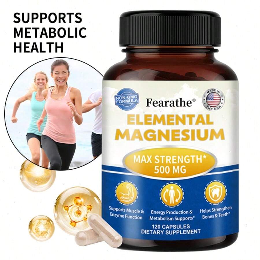 120 Capsules - 500 Mg Elemental Magnesium(Oxide/Citrate) - Energy Production, Strengthens Bones And Teeth - 1瓶 - 查看 1