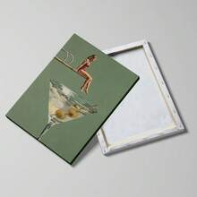 1 tranh canvas/khung tranh chủ đề "Người phụ nữ mặc đồ uống Martini xanh bẩn trên ván nhảy" phong cách retro mùa hè, quầy bar, tranh nghệ thuật siêu thực, trang trí nhà cửa theo phong cách Dopamine, tranh vintage cho phòng ngủ, phòng khách, phòng ngủ, trang trí nhà hiện đại. - A - Xem 7
