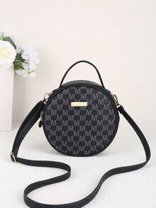 Mẫu mới năm 2026, túi xách đeo vai tròn in chữ M dễ thương, tối giản, đa năng dành cho nữ. - Nhiều màu - Xem 6