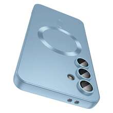 磁吸相容 Galaxy A57 A37 A56 A36 A27 A26 A16 A17 A06 A07 S25 FE S26 手機殼 [內建相機鏡頭保護蓋] 纖薄軟矽膠防震防摔金屬光澤軟殼，適用 S26 Ultra S25 Ultra S24 Ultra - 遠峰藍 - 查看 1