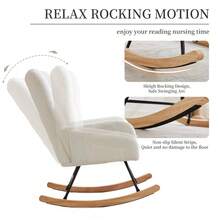 Silla basculante con respaldo alto y bolsillo lateral, Tapicería de oso, Sillón ergonómico para servicio de comedor, Sala de estar, Dormitorio, Enfermería - Beis - Ver 8