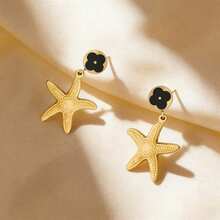 3对海星耳环，独特个性化女士耳环 - 金色 - 查看 5