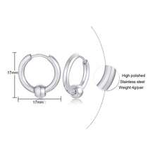 两只男士不锈钢银色耳环 - 銀色 - 查看 7