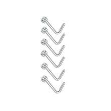 6 chiếc khuyên mũi bằng thép không gỉ 20G đính đá Cubic Zirconia hình chữ L, trang sức xỏ lỗ mũi, kích thước 1.5mm 2mm 2.5mm 3mm. - Thanh L - Xem 7