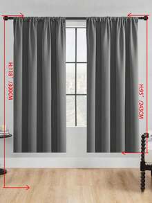 1pc Solid Color Polyester Curtains, Modern And Simple, Darkening And Light Blocking, For Bedroom, Living Room And Balcony, Sunscreen, Heat Insulation, Uv Protection, Suitable For Rod - Dark Grey - View 37