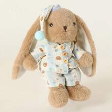 Conjunto de muñecos de peluche de conejo de orejas largas lindos (vestido de lunares/overol rojo/pijama), muñeco de conejo de peluche suave regalo decoración - Multicolor - Ver 15