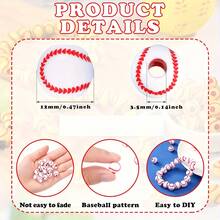 50pcs Cute Baseball Shaped Beads, Suitable For Making Bracelets, Necklaces, Charms, Phone Straps, Pendants And Other DIY Jewelry, Great For Jewelry Designers And Party Favors - Multicolor - View 5