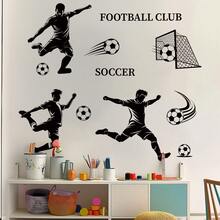 1 pieza Pegatina de pared con silueta de jugador de fútbol, diseño de jugador de fútbol pasando y disparando, papel tapiz autoadhesivo y removible, adecuado para decoración de sala de estar, dormitorio, armario, para la Copa de Fútbol 2026 - fútbol americano - Ver 10