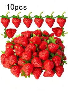 10/30/50pcs Artificial Red Strawberries, Made Of Plastic. Suitable For Home Decor, Holiday Parties, Photography Backgrounds And Tabletop Displays. Perfect For Making Fruit Models And Educational Demonstrations. - Strawberry - View 8