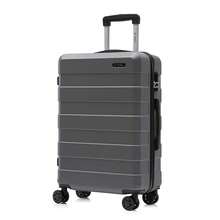YONSLY Suitcase 16/20/24/28 Inches With 4 Wheels 360° Combination Lock Double Maintenance Zipper Mesh Pocket Soft Rubber Handle Trolley Suitcase - 深灰色 - 查看 1