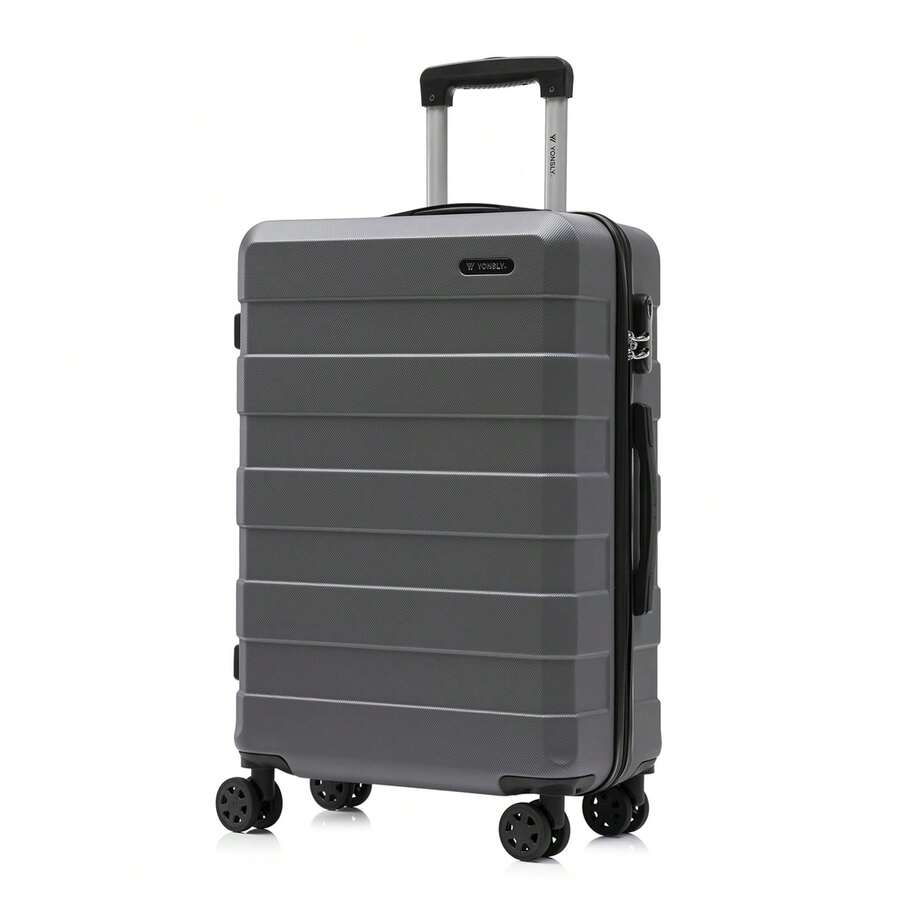 YONSLY Suitcase 16/20/24/28 Inches With 4 Wheels 360° Combination Lock Double Maintenance Zipper Mesh Pocket Soft Rubber Handle Trolley Suitcase - 深灰色 - 查看 1