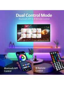 Strisce luminose LED intelligenti da 1 a 20 metri con telecomando senza fili a infrarossi, cambio di colore e sincronizzazione musicale con controllo tramite app e telecomando, alimentate tramite USB, ideali per sfondo TV, atmosfera da camera da letto e decorazioni per feste, Ognissanti, Natale, compleanni - Multicolore - Visualizzare 8