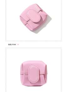 Nuevo monedero portátil multifunción, estuche para auriculares, bolsa de almacenamiento cuadrada de moda, bolsa de almacenamiento de cuero PU para cable de datos de auriculares, bolsa colgante pequeña para mujer/estudiante, llavero, bolsa para lápiz labial, regalo de cumpleaños/aniversario - Rosa - Ver 10