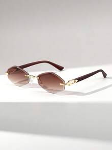 Visivana 1 paire de lunettes de mode femme à verres géométriques sans monture avec bords personnalisés, style de rue glamour. Convient pour le défilé, la fête, le cadeau - Multicolore - Voir 12
