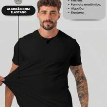 Men's Basic T-Shirt, Plain Cotton, Premium Peruvian Knit - Black - View 8