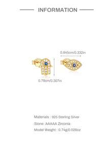 EleRunis 1Pair 925 Sterling Silver Devil's Eye Stud Cartilage Helix Piercing Fine Jewelry For Daily Wear Wedding Party Engagement Anniversary Valentine's Day - Gold - View 5