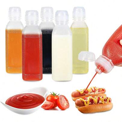 Hũ đựng nước sốt vuông có nắp bật, chai bóp đựng nước sốt nhiều màu sắc tiện dụng, bình đựng nước sốt hộp cơm bento, chai dầu ăn, hộp gia vị trong suốt, đồ dùng nhà bếp