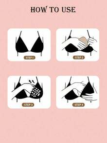 1 Pair Of Double-Sided Adhesive Bra Pads To Make Your Bra Look Bigger And Firmer, Lightweight Pads, Push Up Your Breasts, Waterproof Adhesive Breast Pads, Can Be Worn Inside Swimsuits, Hot Spring Suits, Wedding Dresses, Vests And Camisole - Màu be - Xem 3