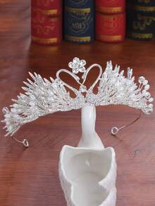 1 chiếc vương miện thiên nga Meiha Bridal Accessories, vương miện hình bán nguyệt đính đá hình con công cho váy cưới, vương miện sinh nhật ngọt ngào, vương miện giọt nước lớn siêu lấp lánh. - trắng - Xem 3