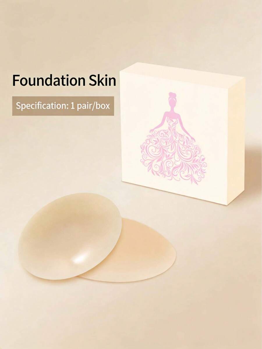 2片装不粘性乳贴，可重复使用硅胶材质，不显露乳沟，隐形胸贴，无痕无痕，超薄隐形胸罩贴，生物粘合硅胶材质，可重复使用，防汗，适合夏季旅行 - 彩色 - 查看 1