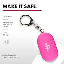 Sabre - Alarma Personal 2 en 1 con luz LED Sirena de  Personal de 130 dB Gancho a presión para Acceso instantáneo Rango de 381 Metros diseño Compacto para una fácil fijación a Bolso - Rosa - Ver 2