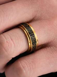 Stainless Steel Rotating Stress Relief Ring, Celtic Knot Stackable Rings, Unisex Summer Jewelry For Vacation - Ring - View 1