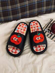 XIXITIAO Dép đôi họa tiết quả táo phối màu dễ thương, giày đế mềm thoải mái, dép bệt cổ điển có thể tháo rời, dép đi biển in hình quả táo thời trang thích hợp cho nhà, văn phòng, hoạt động ngoài trời và dự tiệc. - màu đen - Xem 9