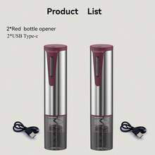 Feizsmile Electric Wine Bottle Opener, Rechargeable Wine Opener For Red Wine, USB Charging One-Button Automatic Wine Bottle Opener, Suitable For Wine Lovers Gift, Home Kitchen Party Bar Wedding Use (Stainless Steel Finish)! - Multicolor - View 14