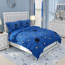 Bộ ga trải giường 3 món phong cách Ins in hình bầu trời sao vũ trụ (1 ga trải giường + 2 vỏ gối, không kèm ruột chăn), chất liệu mềm mại, thoáng khí với họa tiết hành tinh và chòm sao, bộ ga giường đa năng dùng được cả bốn mùa cho phòng ngủ và phòng khách. - Màu xanh lam - Xem 3