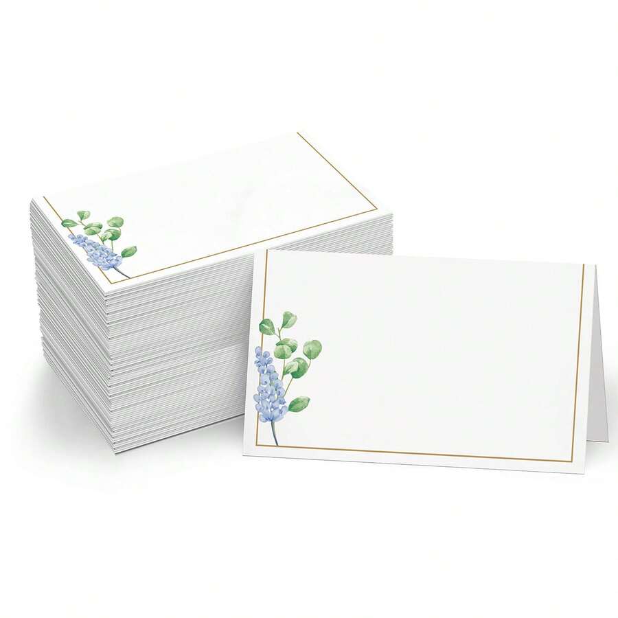 24/48pcs Small Delicate Floral Pattern Blank Business Cards, Wedding/Dinner Table Cards - A - View 1