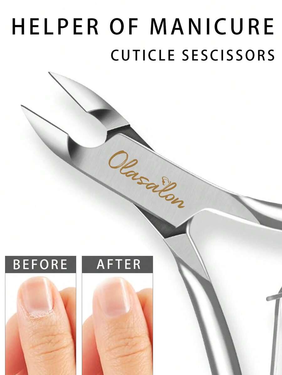 OLASALON Silver Cuticle Trimmer, Professional Sharp Stainless Steel Material, Durable, Double Spring Design, Suitable For Trimming Fingernails, Toenails And Cuticles, Manicure Tool