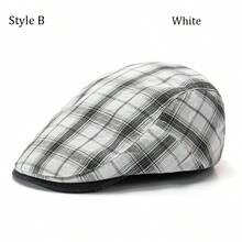 2款男士贝雷帽褶皱格子帽女士前檐帽报童帽平顶帽可调节帽子 - 時尚 - 查看 12
