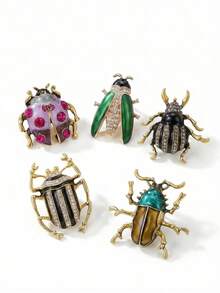 Luxury Enamel & Rhinestone Beetle Brooch - Unisex Casual Party Jewelry Accessory / Friend Gift Decorative Pin - Beetle - View 7
