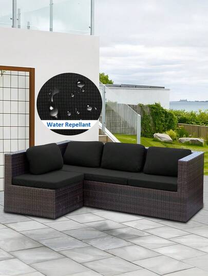 1pc Corn Kernel Jacquard Outdoor Sofa Seat Cushion Cover, Water-Resistant Solid Color Polyester Elastic Removable Semi-Wrap Sofa Cushion Cover, For Patio, Terrace, Garden Sofa