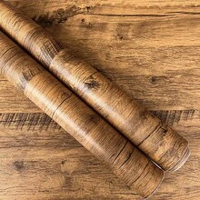 Giấy dán tường PVC vân gỗ giả dày, kích thước 45cm x 100cm/300cm/500cm mỗi cuộn, độ che phủ cao, chống thấm nước, chống ẩm, chống mài mòn, chống phai màu, thích hợp cho phòng khách, phòng ngủ, tiền sảnh, ban công, tường thô. - Vân gỗ màu nâu - Xem 15
