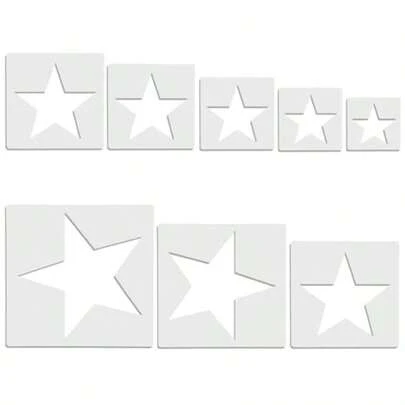 8 PCS Large Star Stencil Different Size 5 Point Star Templates For Craft Spray Painting Fabric Walls For Office And School Flags Making Home Decoration