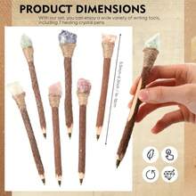 Bộ 1/3/5 bút bi đá Chakra chữa lành | Bút bi phong cách Boho tự nhiên với đá quý lớn: Thạch anh hồng, Citrine, Lapis Lazuli | Nắp bấm, chất liệu gỗ, ngòi siêu nhỏ | Món quà truyền cảm hứng cho người yêu tâm linh - nhiều màu - Xem 5