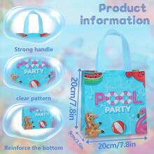 6/18 pièces Sacs-cadeaux en tissu non tissé sur le thème de la fête de la piscine d'été, sacs fourre-tout avec poignées renforcées bleu rafraîchissant, réutilisables et faciles à nettoyer, emballage-cadeau pour fête d'anniversaire à la plage, sacs de courses d'été, sacs de rangement quotidiens - 9057 - Voir 4