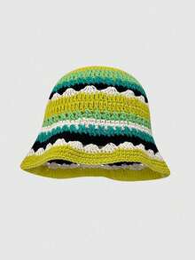 Topi Ember Rajut Buatan Tangan Bergaya Vintage, Desain Bunga Berongga yang Halus, Manis & Serbaguna, Mempesona Bentuk Wajah, Cocok untuk Musim Gugur/Musim Dingin - MultiWarna - View 5