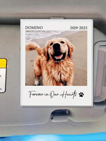 Customized Acrylic Pet Photo Memorial Sun Visor Clip, Pet Photo Sun Visor Clip, Dog Lover Memorial Gift, Pet Loss Memorial, Gift For Dog Dad And Mom, Pet Lover Gift
