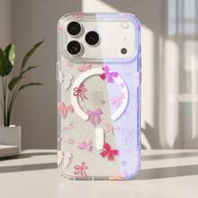 Pink Bow Transparent Glitter Phone Case Compatible With IPhone 17, 17 Pro, 17 Air, 17 Pro Max, Suitable Compatible With Apple 16 Pro Max/15/14/13 Pro Max, Pattern Won't Fade, Protective Phone Case - Pink Bow - View 13