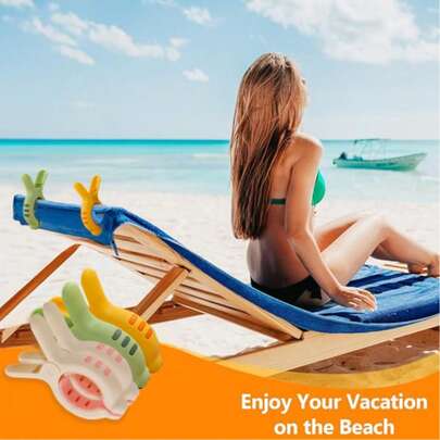 大型沙滩椅毛巾夹，适用于沙滩椅、泳池椅和邮轮，超大号重型衣夹，沙滩椅夹是沙滩必备配件，防止毛巾被风吹走，度假沙滩必备沙滩椅夹