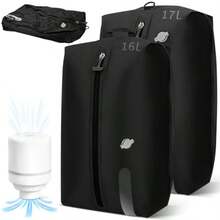 2PCS Bolsa de Compresion Viaje con 17L y 16 LAirless Bag Reutilizable con ventana transparente Bolsas Empacar al Vacio Impermeable IPX8 Bolsas de Vacio para Ropa Viajes Mochila Bomba Eléctrica - NegroCon ventana - Ver 7