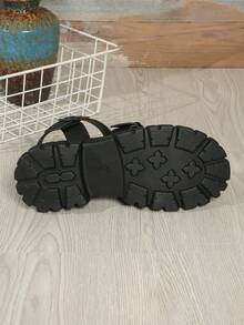 Giày sandal nữ đế xuồng cao, thoáng khí, gót dày, kiểu dáng retro, chất liệu dệt kim, thích hợp cho sinh hoạt hàng ngày. - màu đen - Xem 5