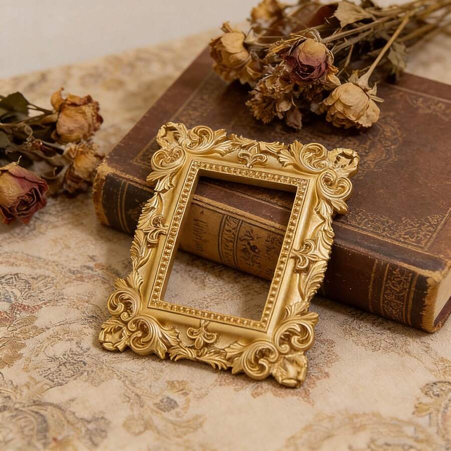 Mini Vintage Photo Frame, Baroque Style Antique Mini Frame, Small Frame, Mini Jewelry Display Stand For Wall Hanging, Dual-Use Frame Suitable For DIY, Holiday Party, Wedding Decor