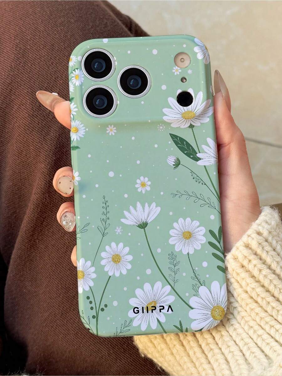 GIIPPA 1 pieza Funda para teléfono 17 Pro Max con base verde menta y diseño de margarita, adecuada para teléfonos 16 Pro Max, 15 Pro Max, 14 Pro Max, funda de teléfono coreana elegante e interesante, compatible con 11/12/13/14/15/29 Pro Max Plus, diseño elegante adecuado tanto para hombres como para mujeres, regalo ideal para la novia en Navidad, San Valentín, Pascua, temporada de bodas y cumpleaños, versión internacional, no la versión nacional - Multicolor - Ver 1