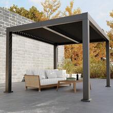 All-Aluminum Louvered Pergola Adjustable Hardtop Gazebo With Reinforced Frame, Integrated Drainage, Weather Resistant, Modern Outdoor Structure For Patio, Deck, Garden Multiple Sizes Available - Grey - View 2