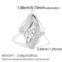 Uself 2件/1件 18K鍍金304不鏽鋼中空蓮花戒指，拋光雙色開口環，時尚個性化，可疊戴，手指飾品，適合女性日常、派對、教師節、母親節禮物 - 彩色 - 查看 7